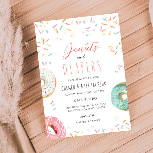 Invitation Couche pour Bébé Gâteau Donut Fête de Naissance