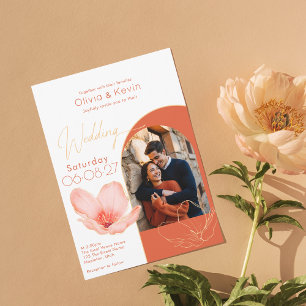 Invitation Coucher de soleil orange Vérone arqué mariage phot