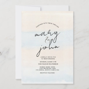 Invitation coucher de soleil sur la plage destination mariage