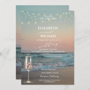 Invitation Coucher de soleil sur la plage, Mariage de script 