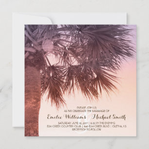 Invitation Coucher de soleil tropical Palm Tree Plage Mariage