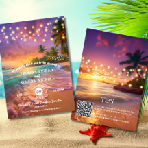 Coucher de soleil tropical QR Code Mariage plage