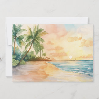 Invitation Coucher de soleil tropicale aquarelle
