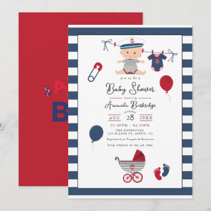 Invitation Coucou c'est un garçon ! Baby Shower nautique
