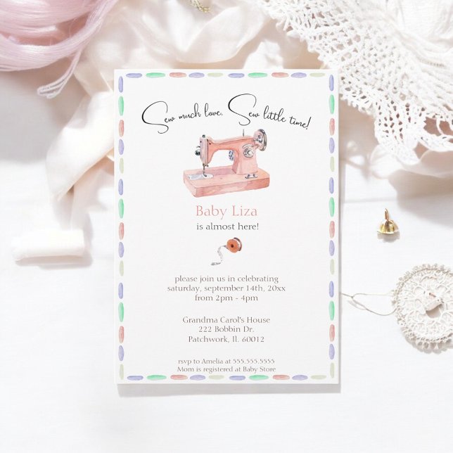 Invitation Coudre beaucoup d'amour Pastel Aquarelle Baby show (Créateur téléchargé)