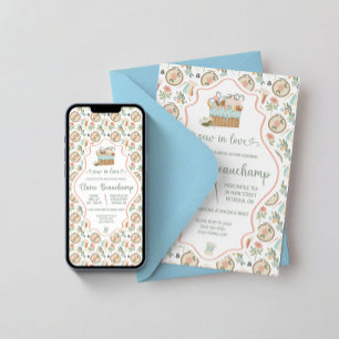 Invitation Coudre en amour ! Broderie, douche de mariée flora