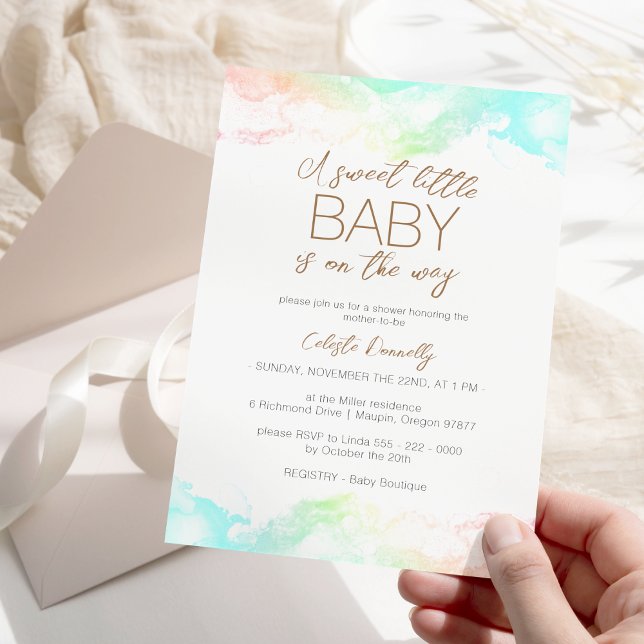 Invitation Couleur arc-en-ciel nuages doux petit Baby shower (Créateur téléchargé)