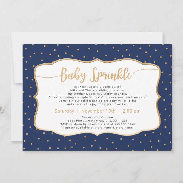 Invitation Couleur Changeable Baby Sprinkt or confetti (Devant)