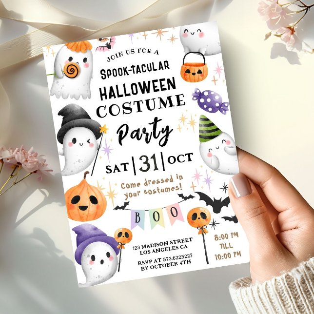 Invitation Couleur d'aquarelle de la fête costumée pour enfan (Créateur téléchargé)