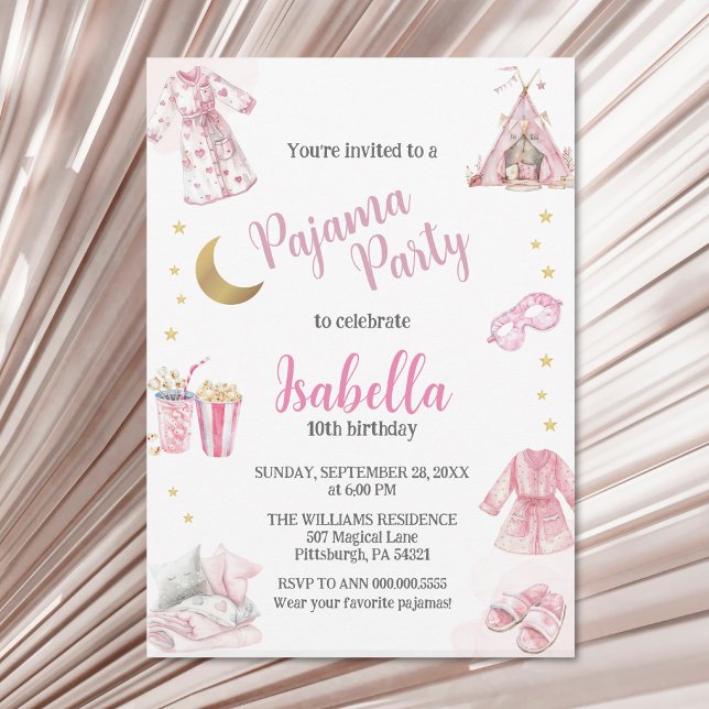 Invitation Couleur d'aquarelle de la fête du pyjama (Créateur téléchargé)