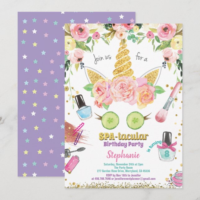 Invitation Couleur d'aquarelle de l'invitation à la fête d'sp (Devant / Derrière)