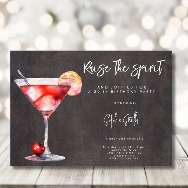Invitation Couleur d'aquarelle de soirée cocktail (Créateur téléchargé)