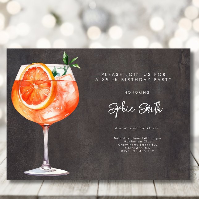 Invitation Couleur d'aquarelle de soirée cocktail (Créateur téléchargé)