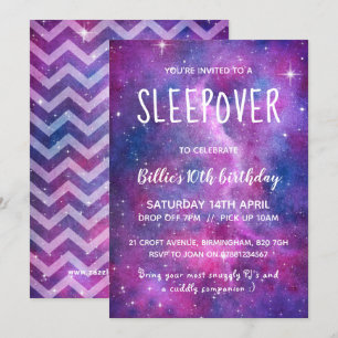 Invitation Couleur D'Aquarelle De Sommeil Galaxy Et Étoiles