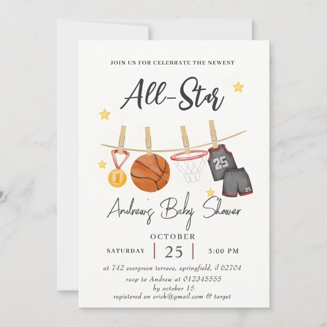 Invitation Couleur d'aquarelle simple personnelle du baby sho (Devant)