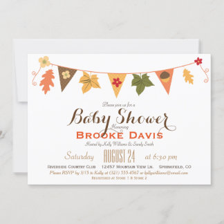 Invitation Couleur d'automne Feuille Baby shower de drapeau