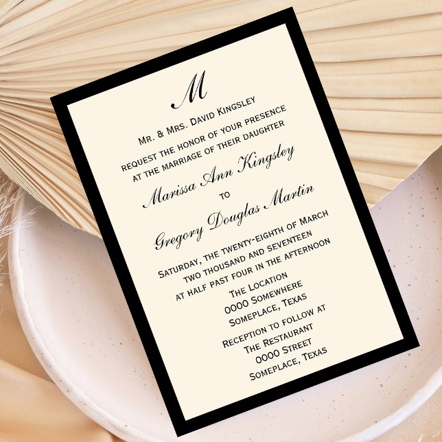 Invitation Couleur de bordure de prélèvement Mariage budget b (Créateur téléchargé)