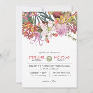 Invitation Couleur de l'eau peinte à la main mariage fleur ex