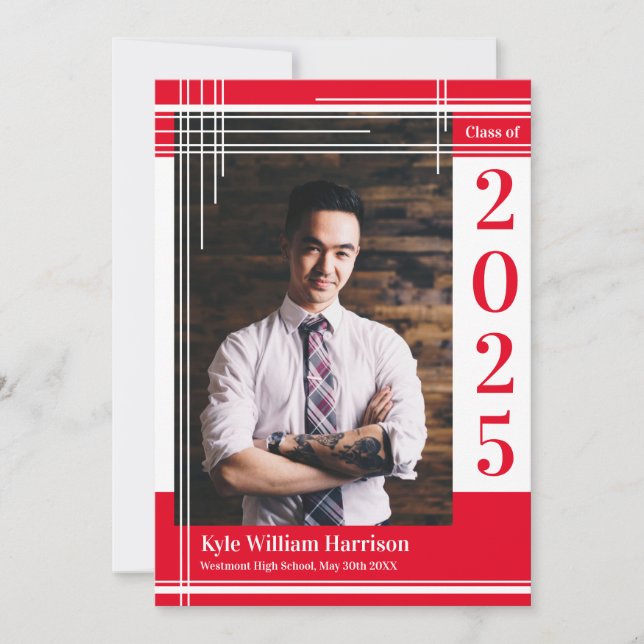 Invitation Couleur de l'école rouge blanche - photo Plaid (Devant)