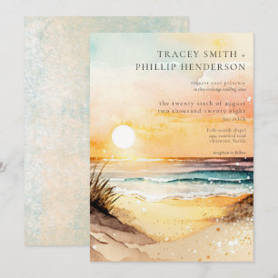 Invitation Couleur de soleil de plage rustique