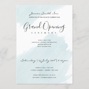 INVITATION COULEUR D'EAU BLEU AQUA BRUSHSTROKE CÉRÉMONIE D'OU