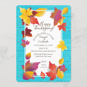 Invitation Couleur d'eau de l'érable d'automne de Thanksgivin