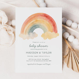 Invitation Couleur d'eau douce arc-en-ciel Baby shower neutre
