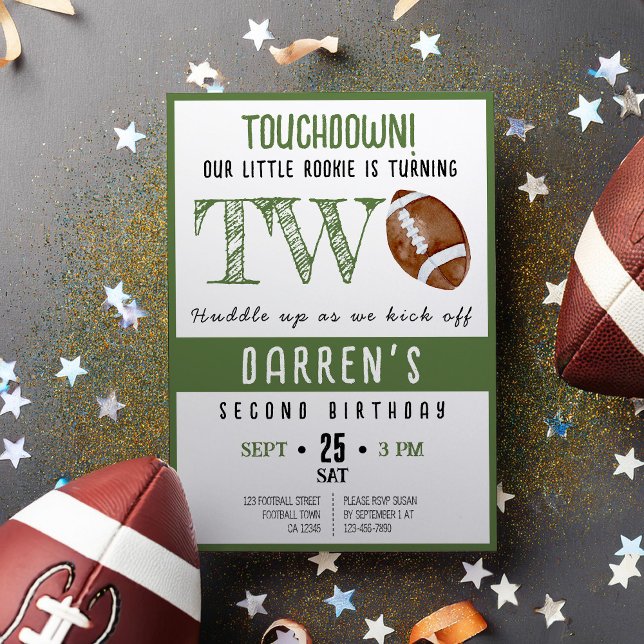 Invitation Couleur d'eau douce Rookie Football 2e anniversair (Créateur téléchargé)