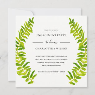 INVITATION COULEUR D'EAU VERT OR FERN FOLIAGE FIANÇAILLES