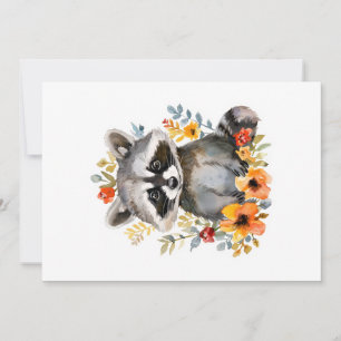 Invitation Couleur d'été des fleurs Raccoon