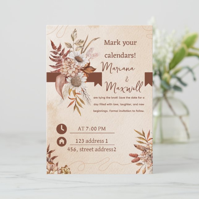 Invitation Couleur du marron floral (Debout devant)