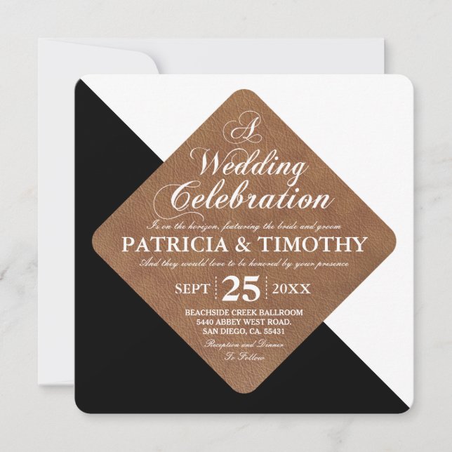 Invitation Couleur fractionnement noir contre Mariage blanc (Devant)