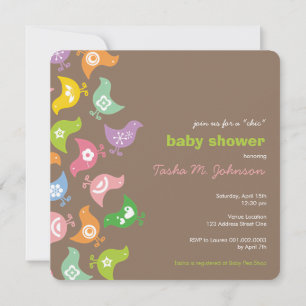 Invitation Couleur mignonne Amusant Rainbow Chicks Chic Baby 
