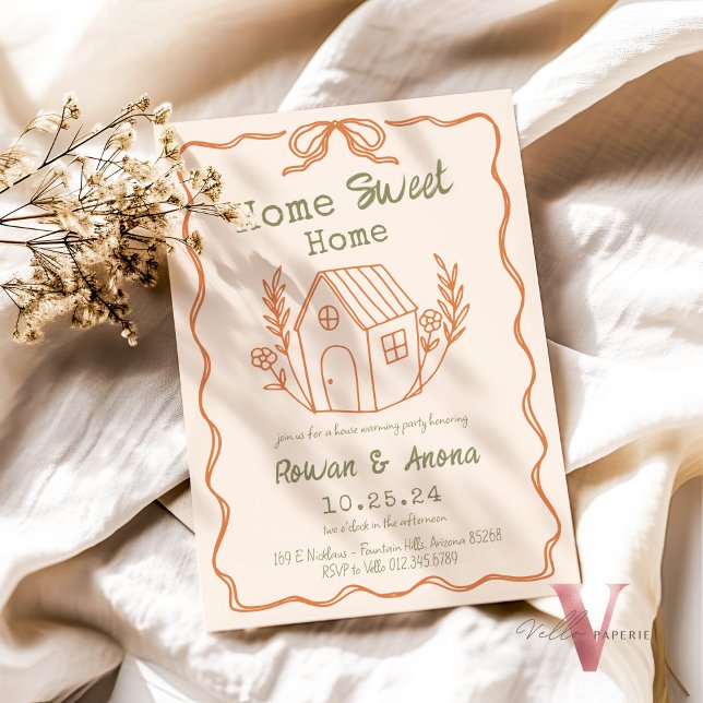 Invitation Couleur modifiable dessinée à la main Sweet House  (Créateur téléchargé)