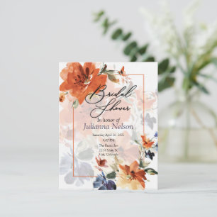 Invitation Couleur orange et bleu automne floral
