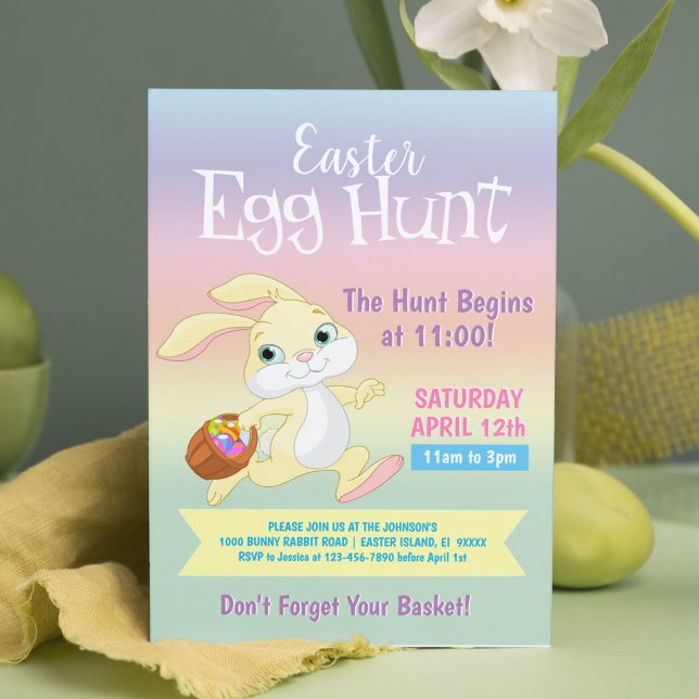 Invitation Couleur Pastel Lapin Lapin Lapin Pâques Fête de ch (Créateur téléchargé)