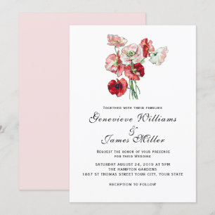 Invitation Couleur Personnalisée Romantique Rouge/Pink Mariag