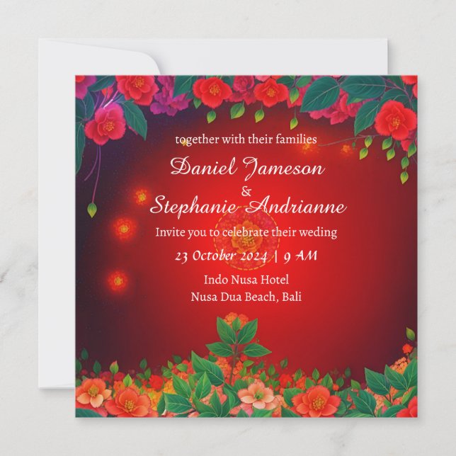 Invitation Couleur rouge symbolise l'amour passion audacieuse (Devant)