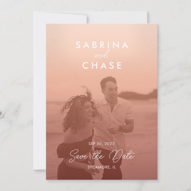 Invitation Couleur superposition design mariage photo Enregis (Devant)