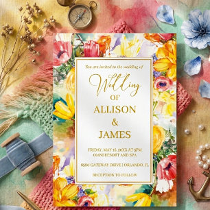 Invitation couleur vive rétro OR moderne mariage