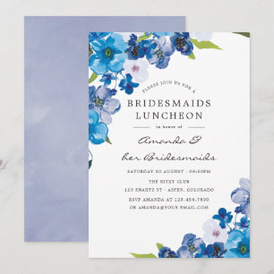 Invitation Couleurs de Blue Floral Bridesmaids déjeuner