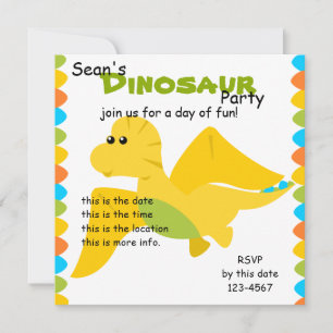 Invitation Couleurs de bonbons Dino