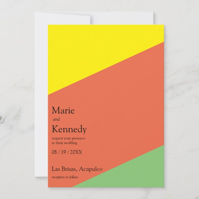 Invitation Couleurs d'été jaune vif Mariage numérique (Devant)