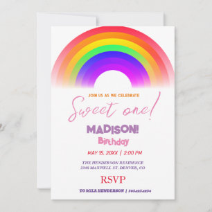 Invitation Couleurs douces arc-en-ciel, arc-en-ciel doux prem