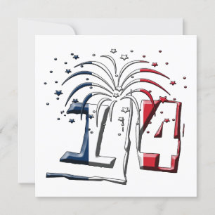 Invitation Couleurs du drapeau français 14 juillet, Joyeux 14