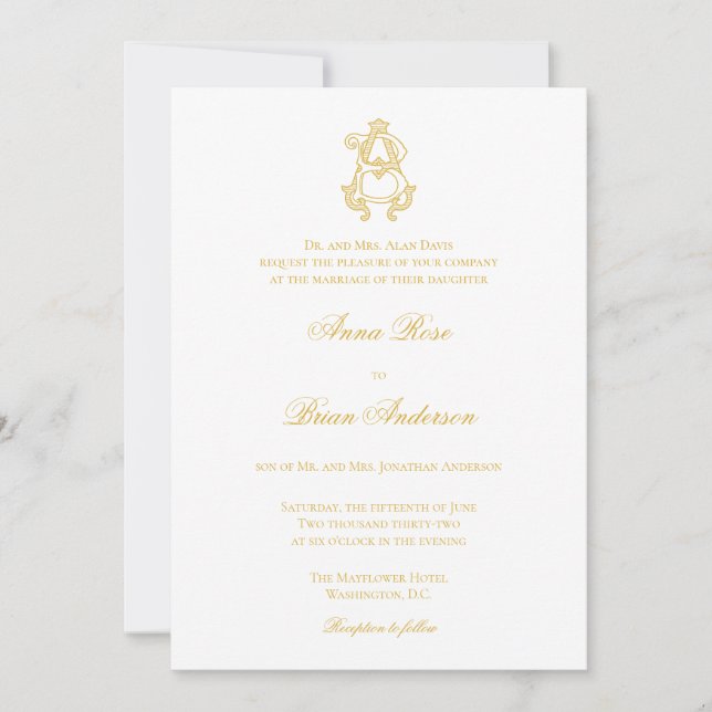 Invitation COULEURS ÉDITABLES AB Monogramme BA Logo Invitatio (Devant)