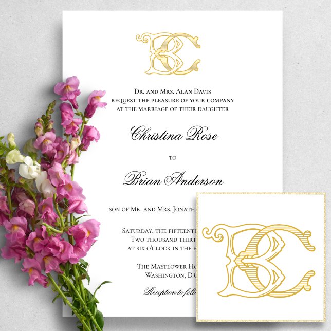 Invitation COULEURS ÉDITABLES BC Monogramme CB Monogramme Inv (Créateur téléchargé)