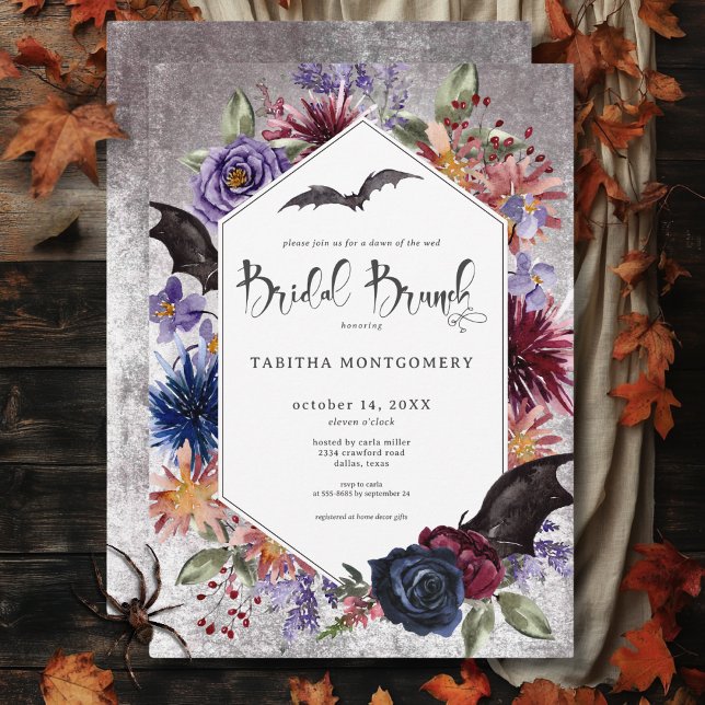 Invitation Couleurs gothiques rustiques Brunch nuptial d'Hall (Rustic Gothic Colors Halloween Bridal Brunch Invitation)