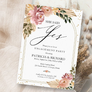 Invitation Couleurs Neutres Chic Floral Boho Fête de Fiançail