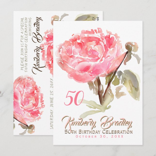 Invitation Couleurs originales Peony 50e anniversaire FCI (Devant / Derrière)